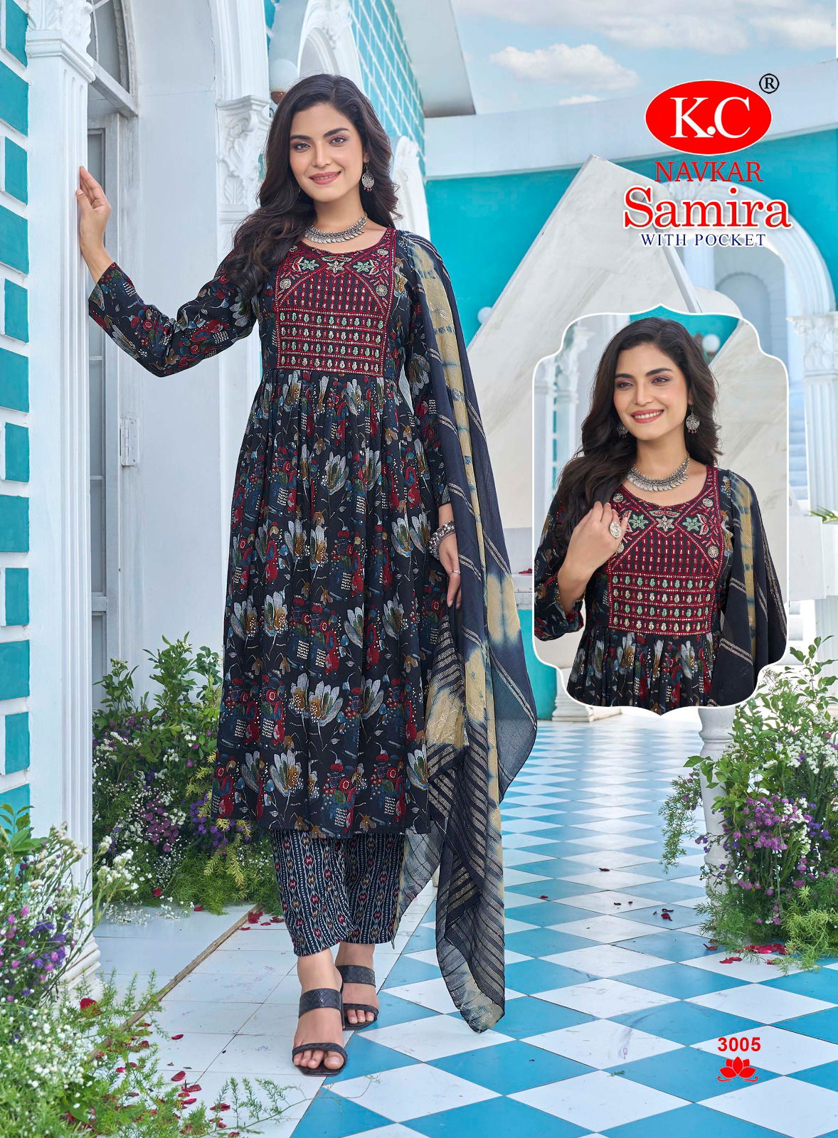 Samira 3 By Kc Capsul Foil Printed Kurti With Bottom Dupatta Wholesale Price In Surat
